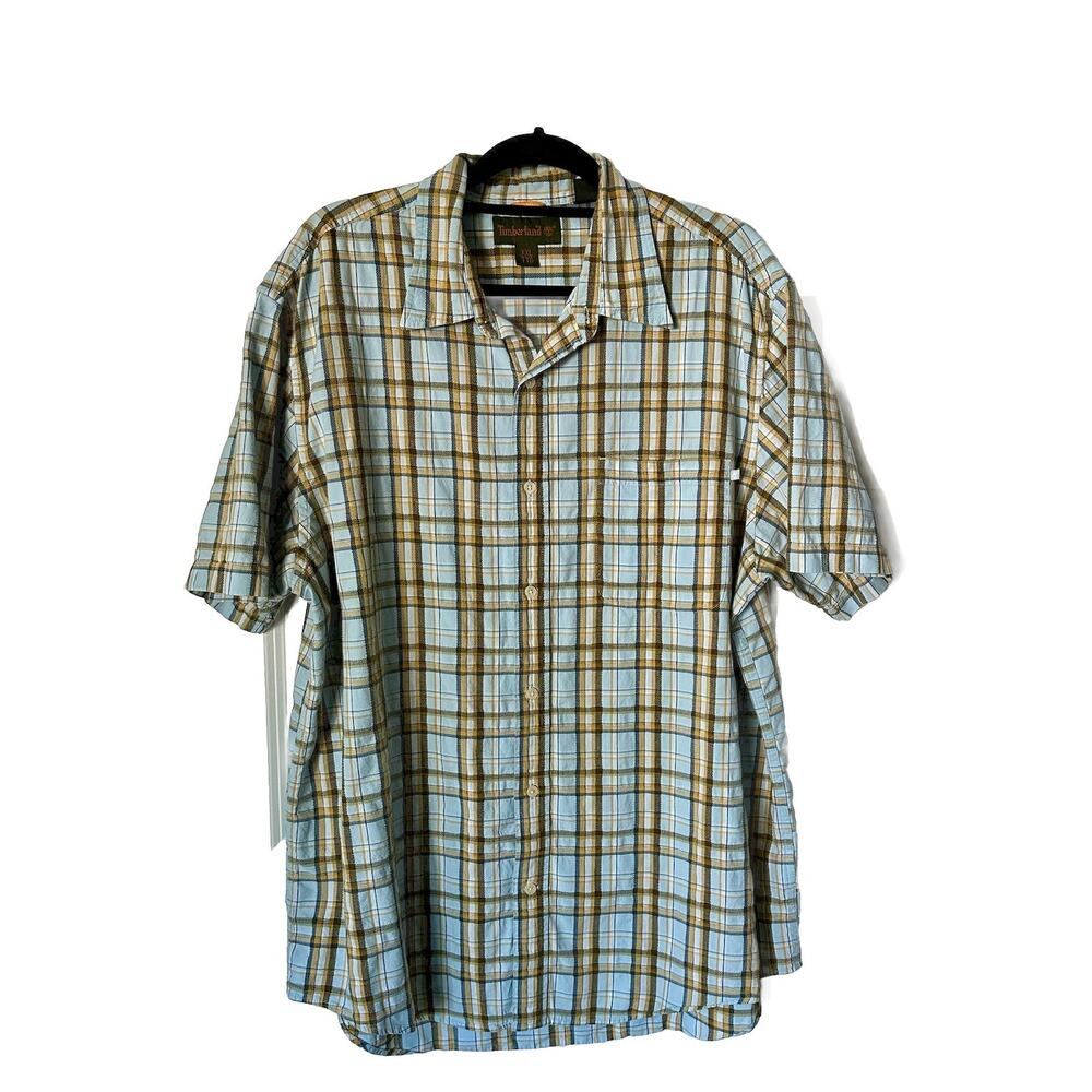 Timberland XXL Men's Short Sleeve Button Up Shirt Cotton Plaid